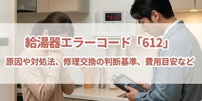 給湯器エラーコード「612」原因や対処法、修理交換の判断基準、費用目安など