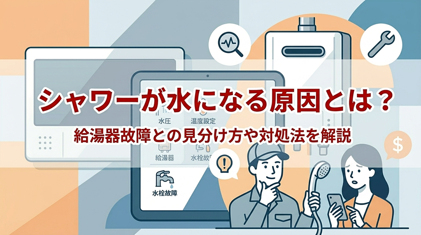 シャワーが水になる！給湯器故障との見分け方、原因や対処法を解説